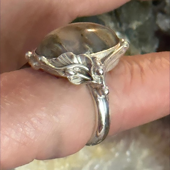 Dendritic agate southwestern setting sterling silver ring - Picture 7 of 12